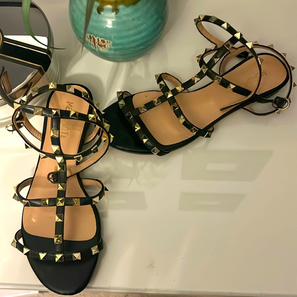 Black gold studded sandals (wraps around ankles)